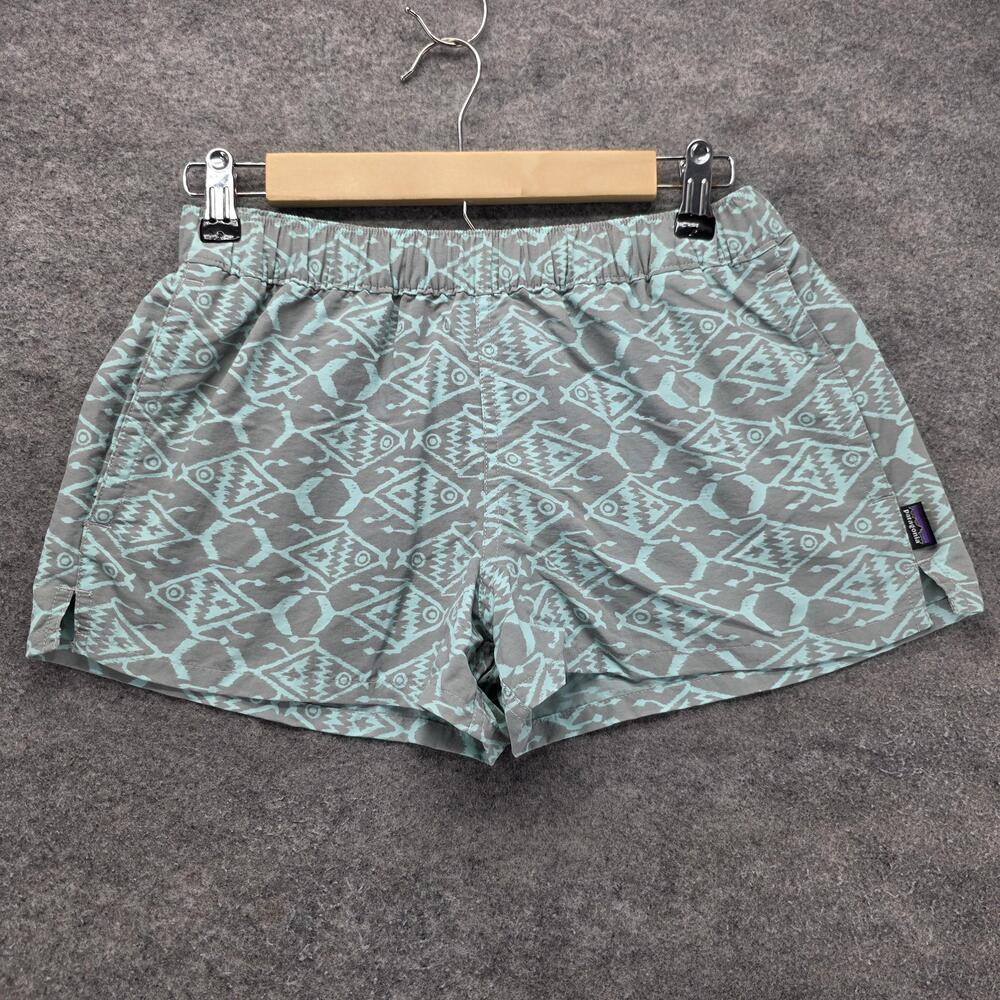 Patagonia Shorts Womens S Green Hot Pants Nylon Elastic Waist Pockets 3 Inseam